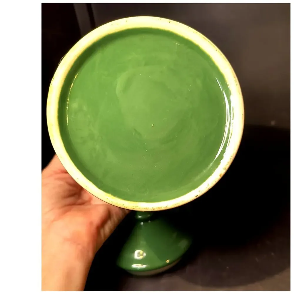 1870.  Green Ceramic Kitchen Cannister Medium with Air Sealing Grommet